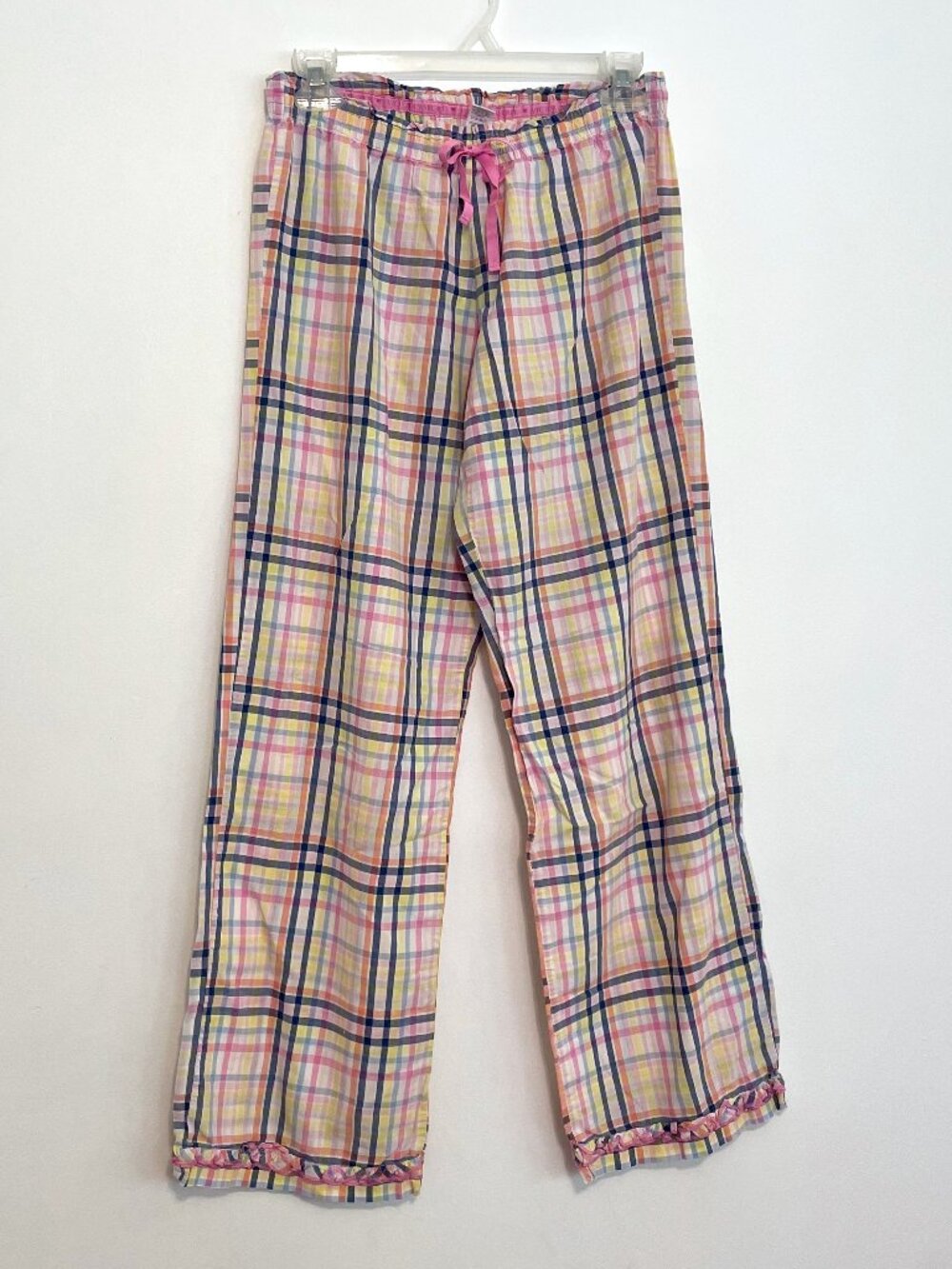 VICTORIA'S SECRET VS White Navy Pink Plaid Preppy PJ Pajama Pants 2010s Twee Y2K